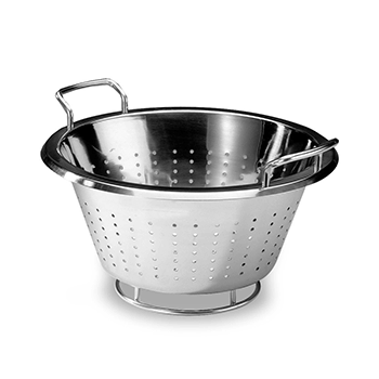 Дуршлаг на подставке с ручками; сталь нерж.; D=36, H=15, 5см; металлич.