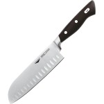 Нож для восточной кухни с углублениями; сталь нерж., пластик; L=18см; черный, металлич.