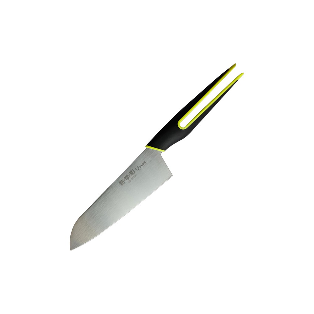 Нож «Сантоку»; сталь нерж., полипроп.; L=15, 9см; металлич., зелен.