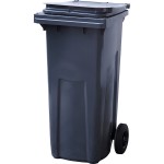 Контейнер для мусора на обрезиненных колесах; пластик; 120л; H=95, L=48, B=48см; серый