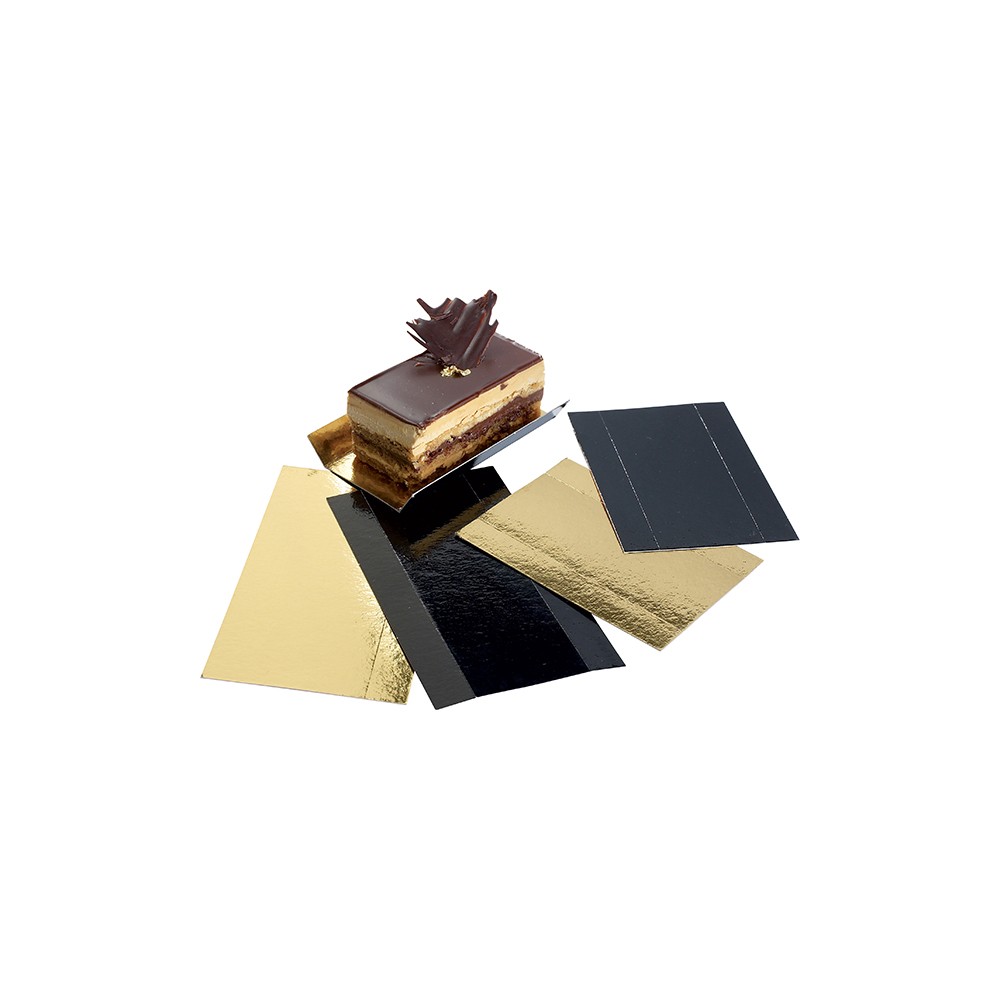 Подложка для конд. изделий[200шт]; картон; L=130, B=45мм; золотой, черный