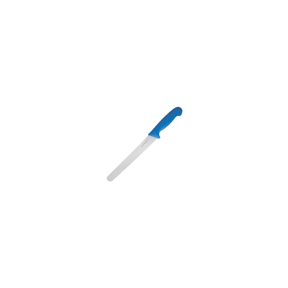 Нож для тонкой нарезки; сталь нерж., пластик; L=38/24, B=3см; синий, металлич.