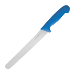 Нож для тонкой нарезки; сталь нерж., пластик; L=38/24, B=3см; синий, металлич.