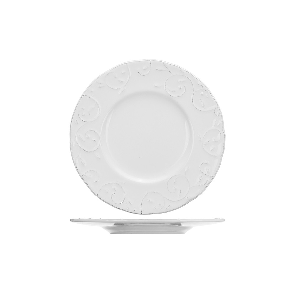Тарелка мелкая «Фестон»; керамика; D=220, H=2мм; белый