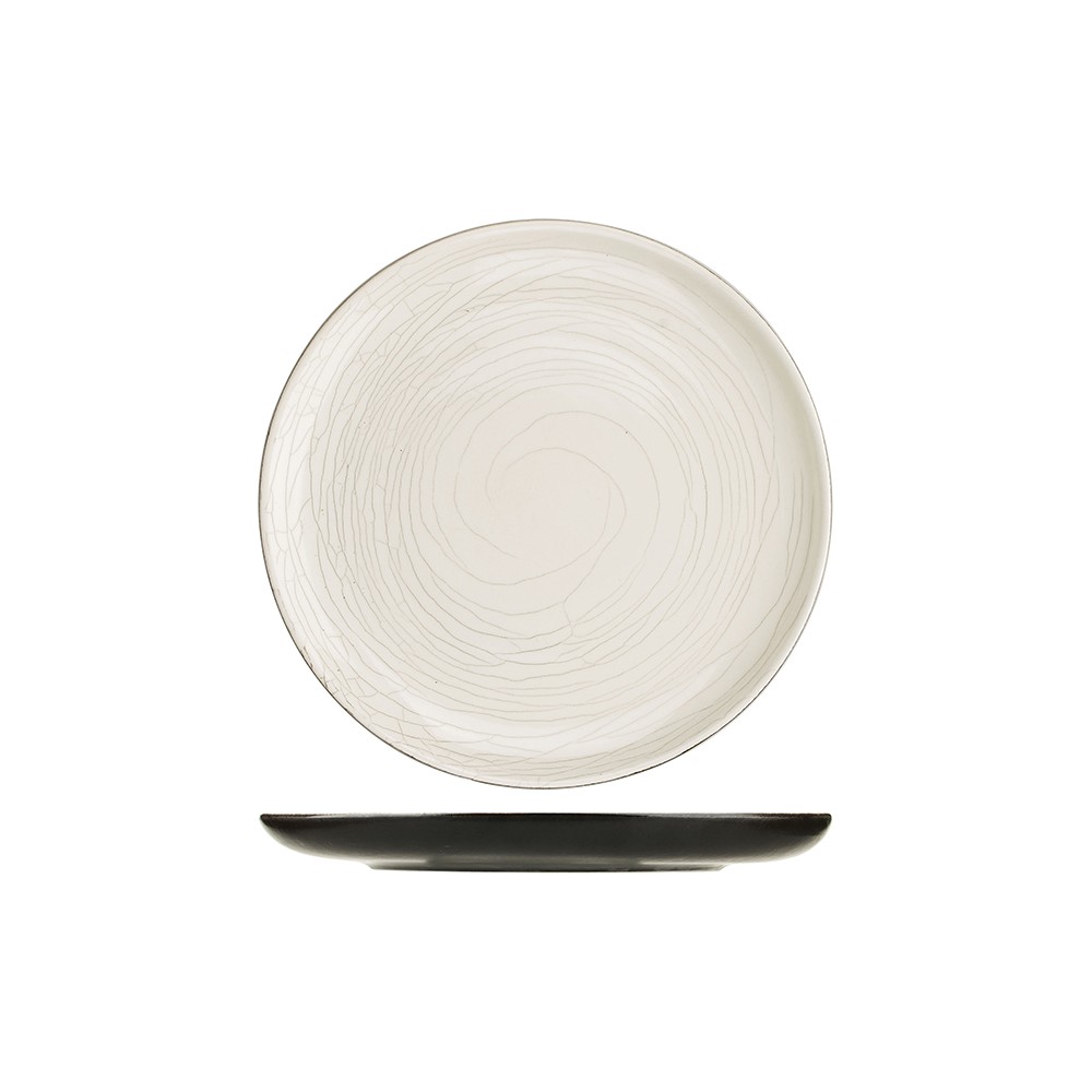 Тарелка плоская б/полей «День и ночь»; керамика; D=27см; белый, черный