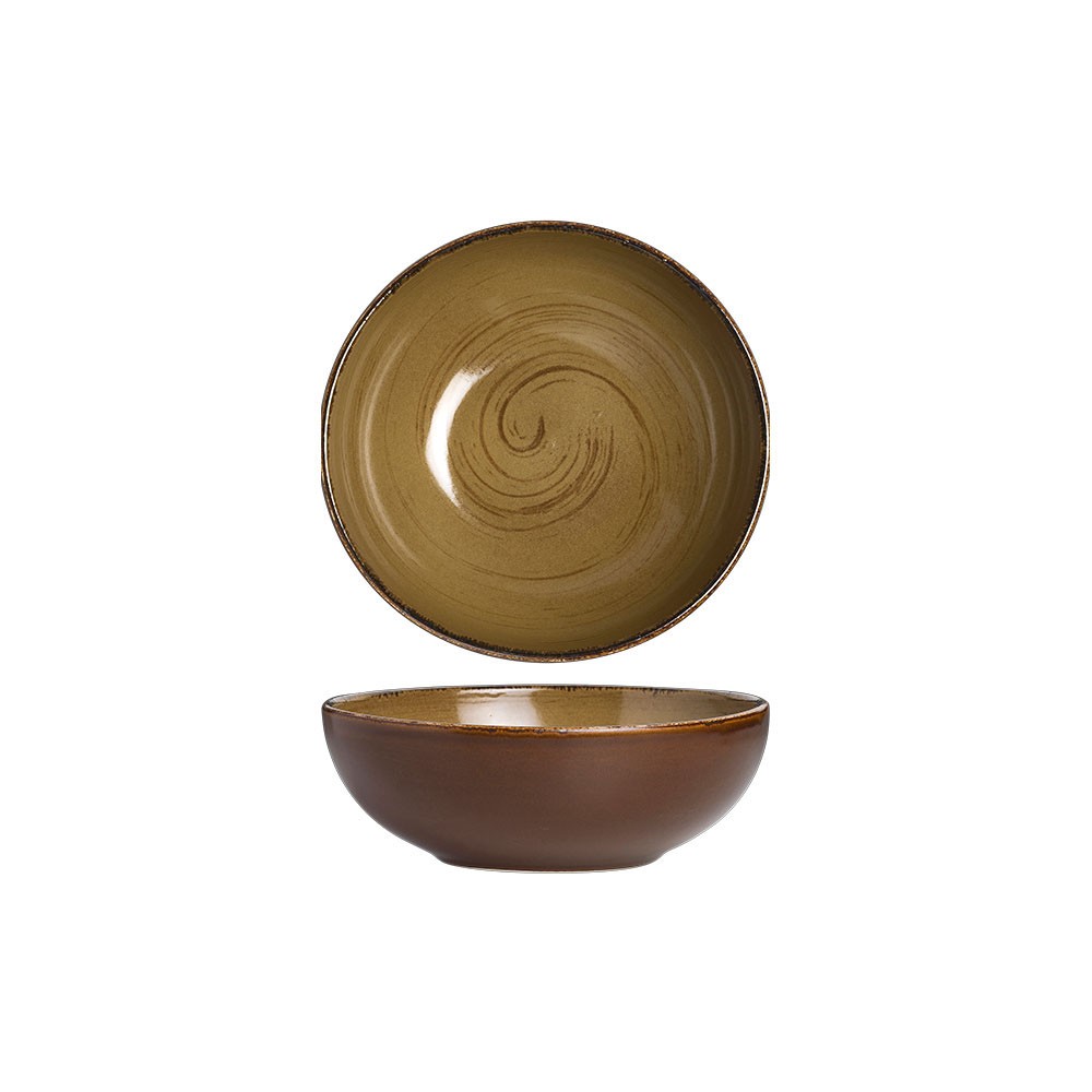 Салатник «Анфора Алма»; керамика; 1, 42л; D=215, H=75мм; коричнев., олив.