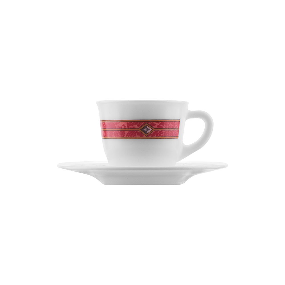 Набор пар кофейных «Корал»[6шт]; стекло; 100мл; H=75, L=371, B=125мм; белый, красный