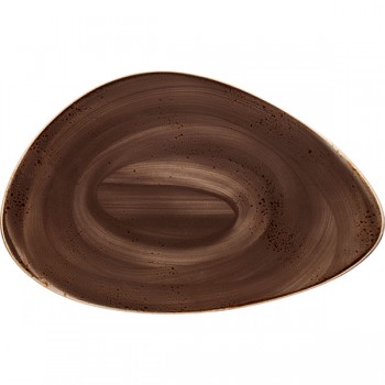 Блюдо «Крафт Грэй»; фарфор; H=35, L=370, B=240мм; серый