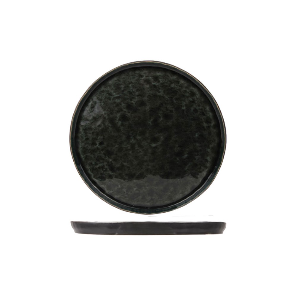 Тарелка мелкая «Лагуна»; керамика; D=27см; коричнев., зелен.