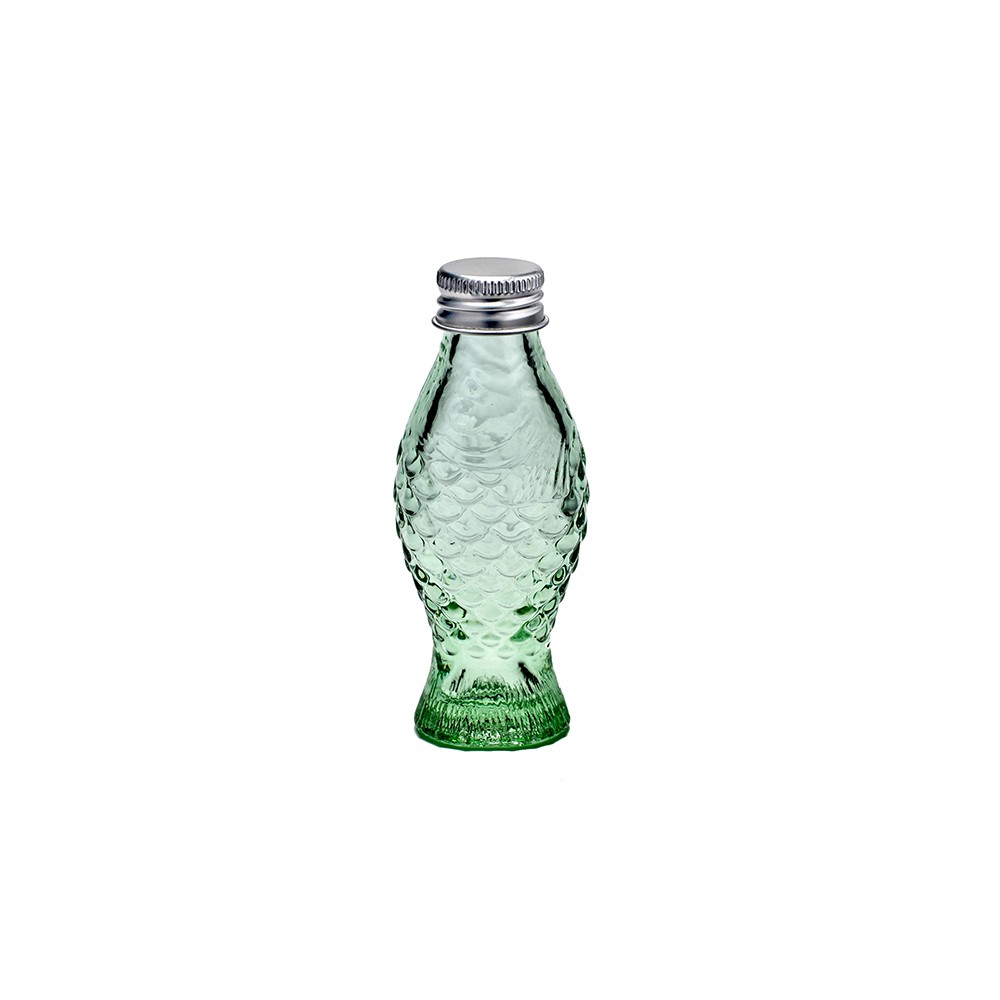 Бутылка «Рыба» с крышкой; стекло; 50мл; H=11см; зелен., прозр.