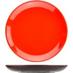 Тарелка плоская б/полей «Кармин»; керамика; D=21см; красный, черный