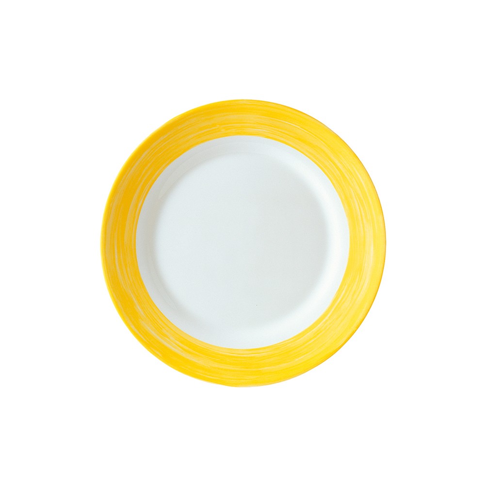 Тарелка «Браш» стекло закал.; фарфор; D=15, 5см; белый, желт.