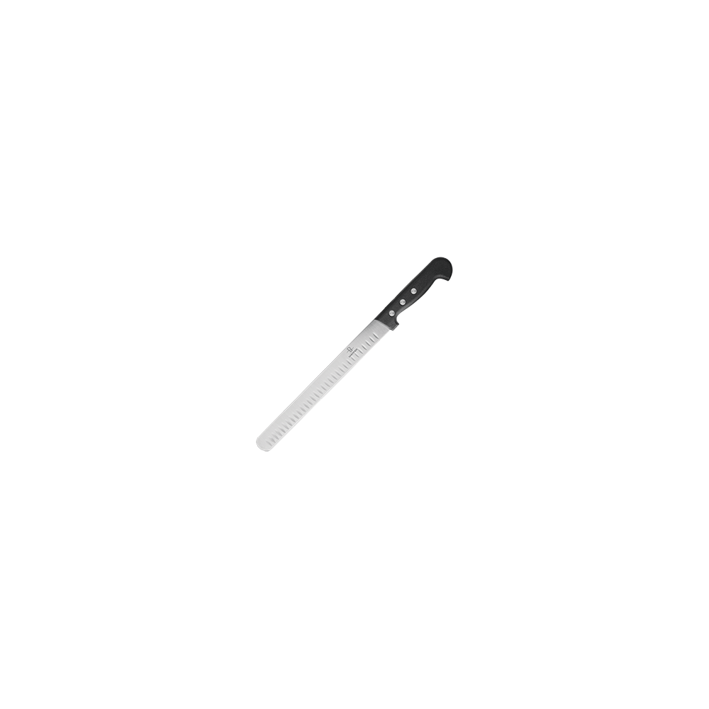 Нож для тонкой нарезки; сталь, пластик; L=405/270, B=28мм; черный, металлич.