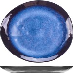 Тарелка овальная; керамика; L=27, 5, B=23см; синий, черный