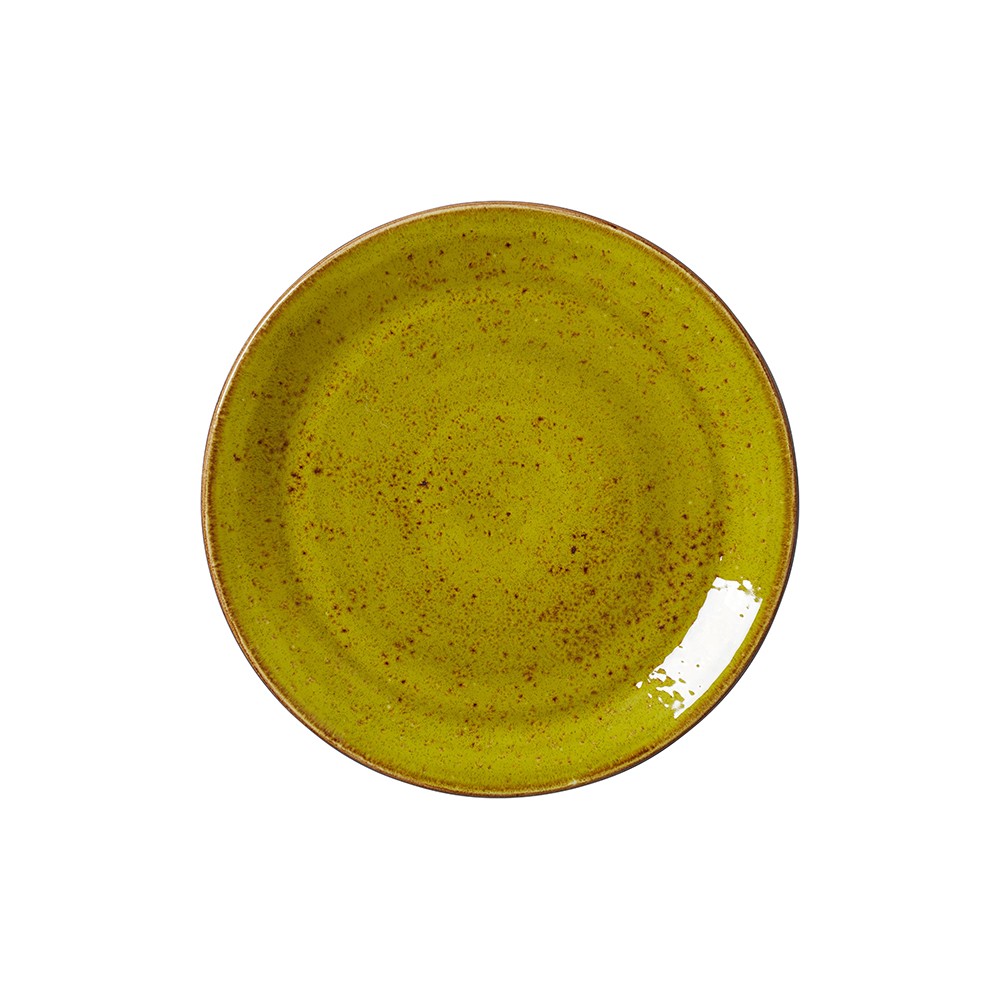 Тарелка мелкая «Крафт Эппл»; фарфор; D=25, H=2см; желто-зел.