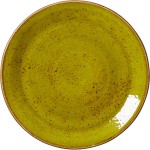 Тарелка мелкая «Крафт Эппл»; фарфор; D=25, H=2см; желто-зел.