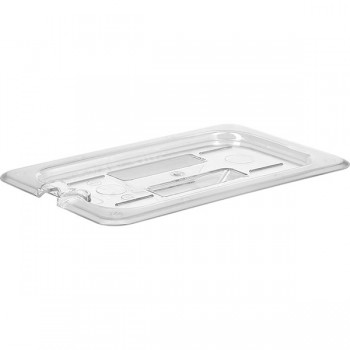 Крышка для гастр-ти 1/4, вырез для ложки; поликарбонат; L=26, 5, B=16, 2см; прозр.