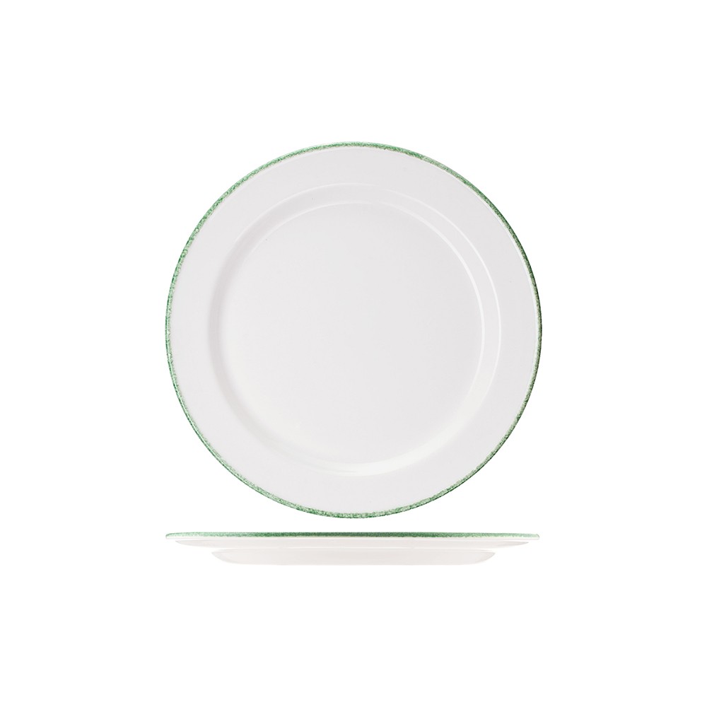 Тарелка мелкая «Грин дэппл»; фарфор; D=27см; белый, зелен.