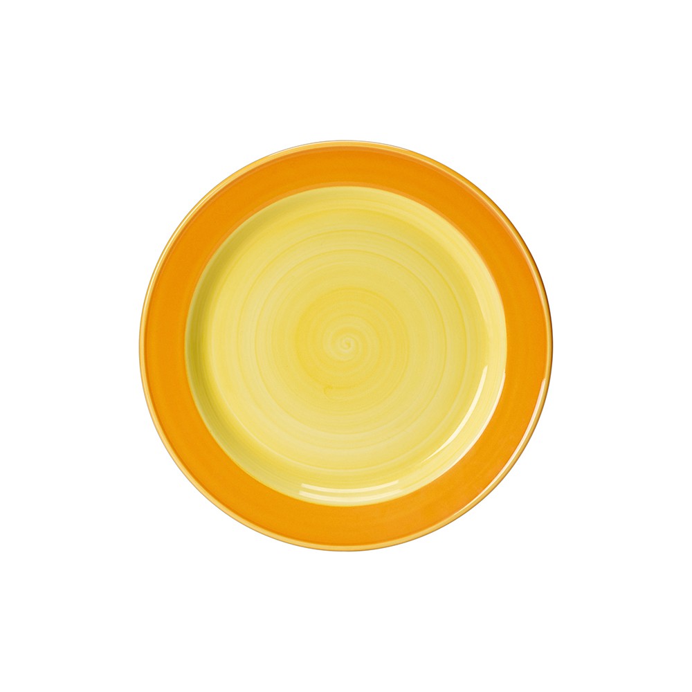 Тарелка мелкая «Фридом Йеллоу»; фарфор; D=23см; белый, желт.