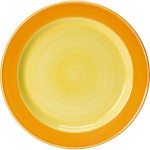Тарелка мелкая «Фридом Йеллоу»; фарфор; D=23см; белый, желт.
