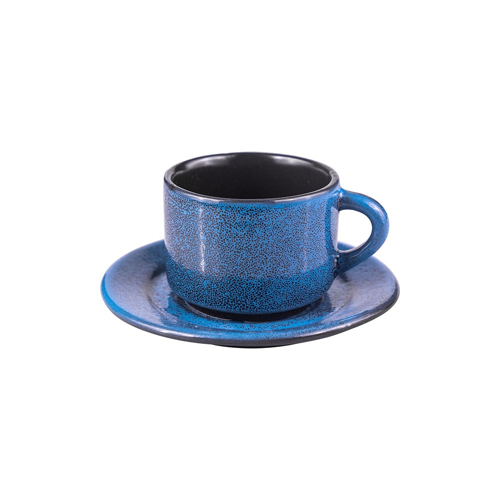 Пара кофейная «Млечный путь голубой»; фарфор; 80мл; голуб., черный