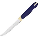 Нож для стейка; L=110/215, B=15мм; синий, белый