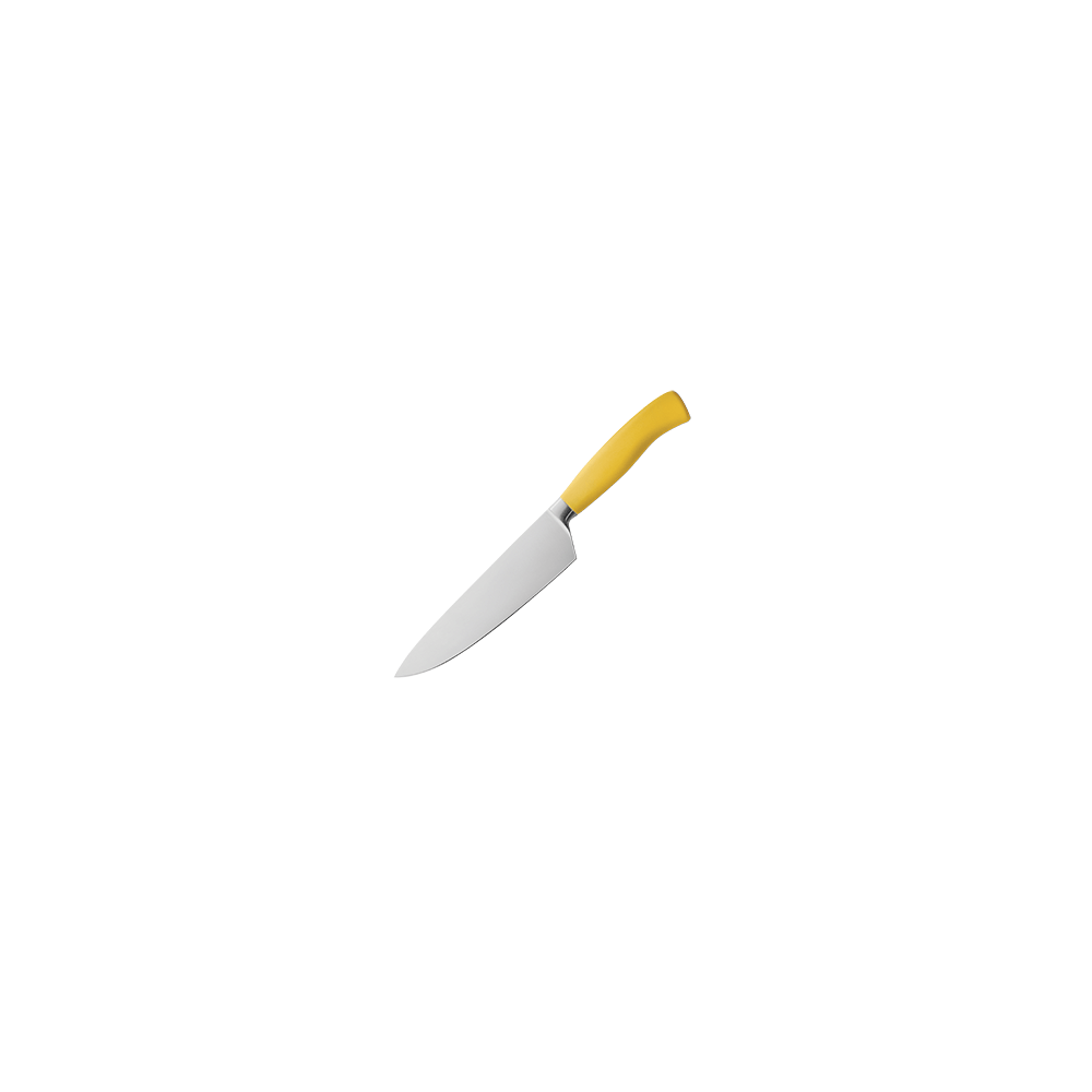 Нож поварской; сталь, пластик; L=350/210, B=45мм; желт., металлич.