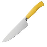 Нож поварской; сталь, пластик; L=350/210, B=45мм; желт., металлич.