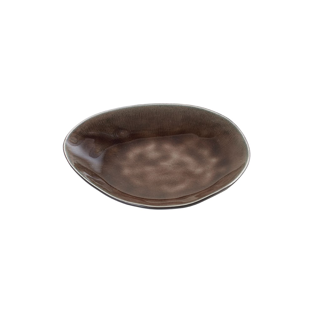 Тарелка овальная «Пьюр»; керамика; L=15, B=12см; коричнев.