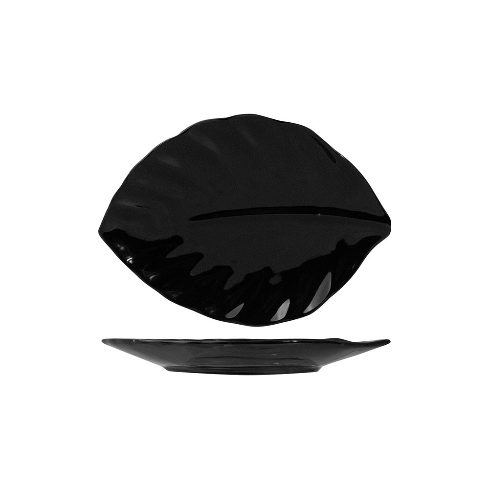 Блюдо-лист «Кунстверк»; фарфор; H=21, L=252, B=182мм; черный