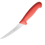 Нож для обвалки мяса; сталь нерж., пластик; L=275/145, B=23мм; красный, металлич.