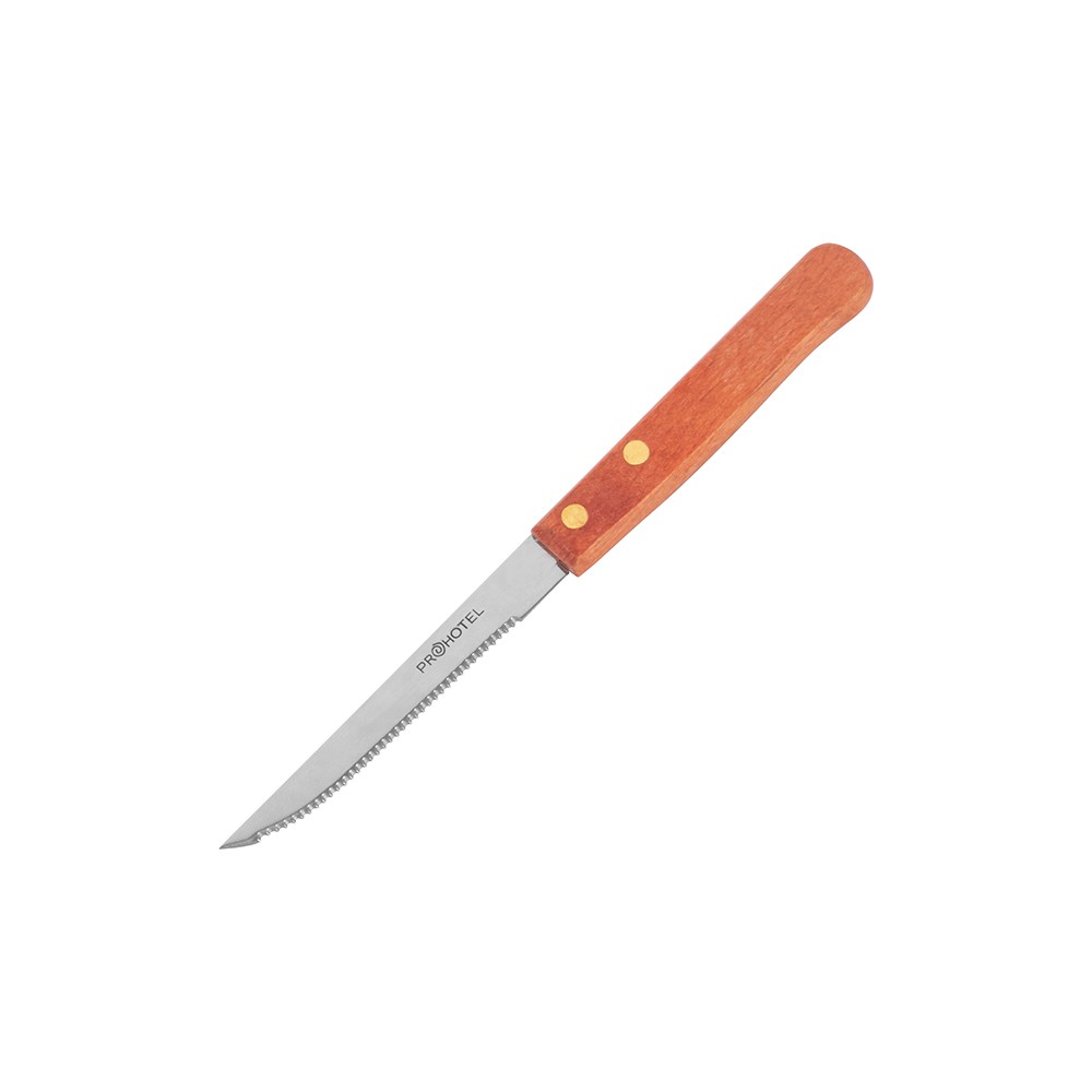 Нож для стейка «Проотель»; сталь нерж., дерево; L=20/10см; металлич., коричнев.