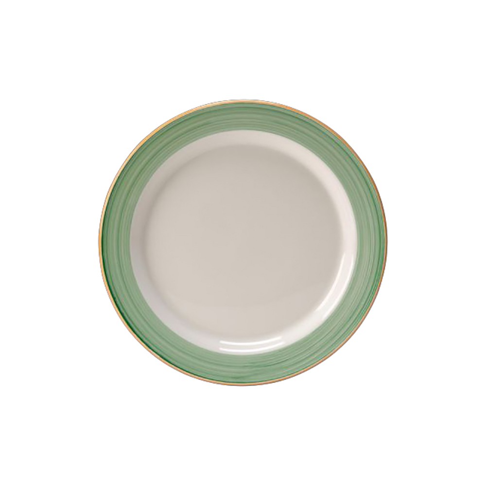 Тарелка мелкая «Рио Грин»; фарфор; D=26, 5см; белый, зелен.