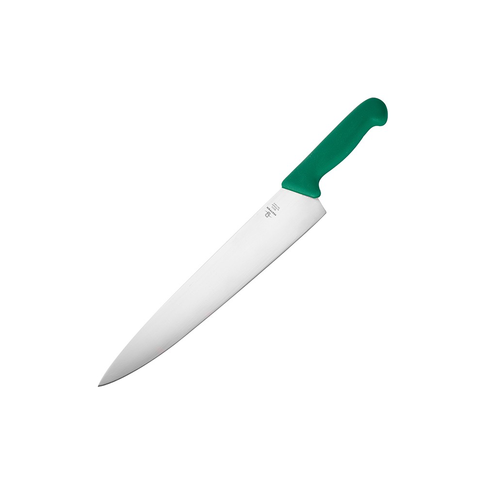 Нож поварской «Шефс»; сталь нерж., пластик; L=43/30, B=6см; зелен.