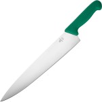 Нож поварской «Шефс»; сталь нерж., пластик; L=43/30, B=6см; зелен.