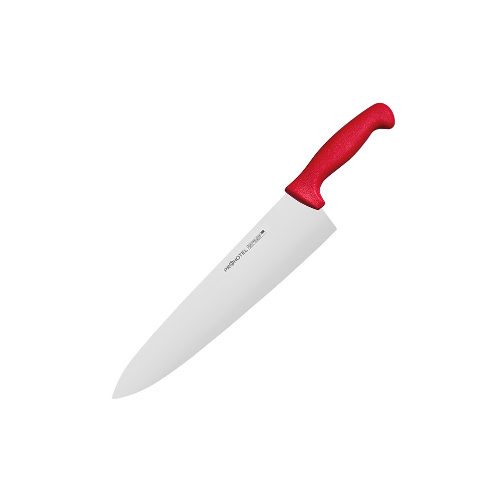 Нож поварской «Проотель»; сталь нерж., пластик; L=435/285, B=65мм; красный, металлич.