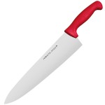 Нож поварской «Проотель»; сталь нерж., пластик; L=435/285, B=65мм; красный, металлич.