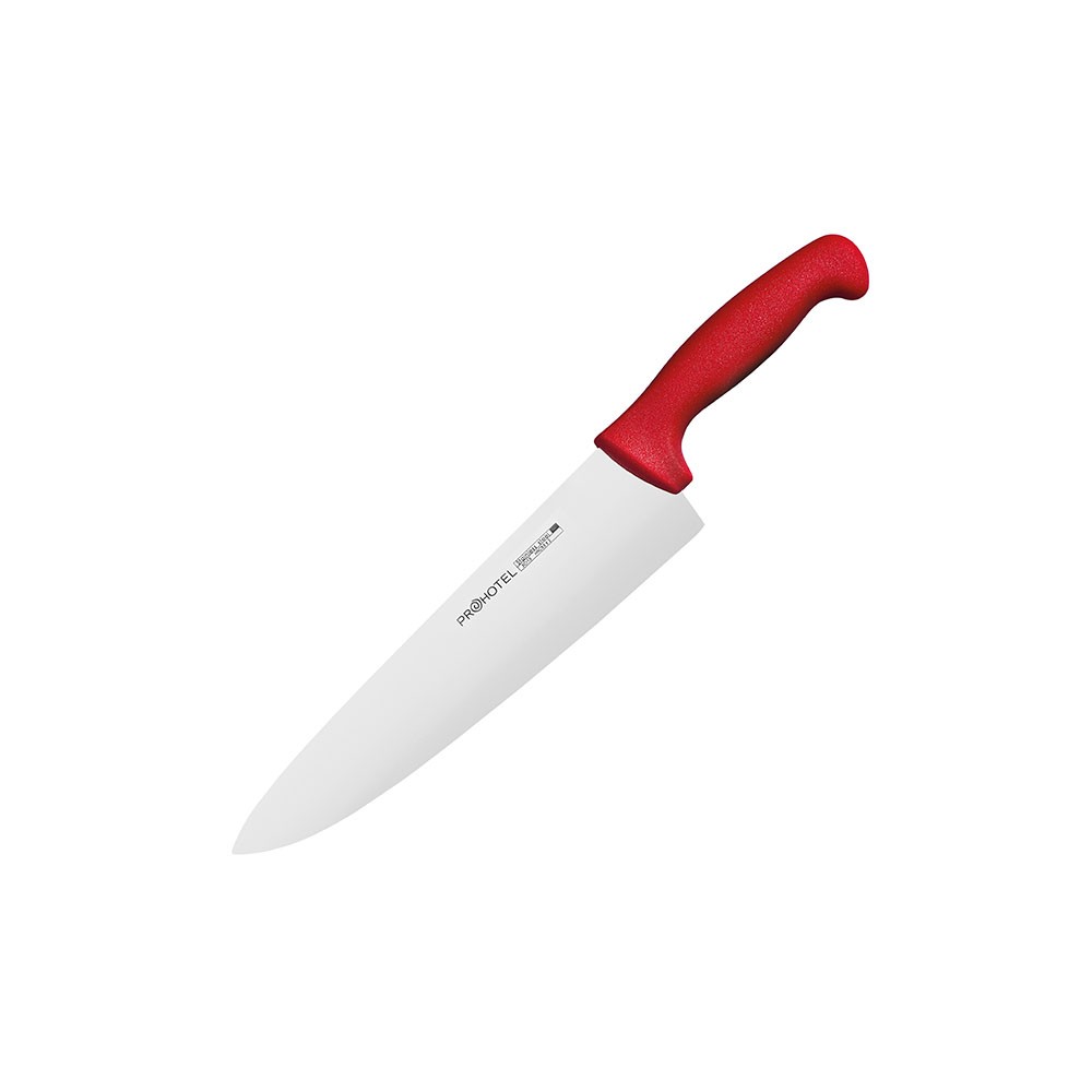Нож поварской «Проотель»; сталь нерж., пластик; L=380/240, B=55мм; красный, металлич.