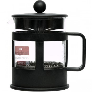 Кофейник с прессом «Кения»; стекло, пластик; 0, 5л; D=10, H=16см; черный