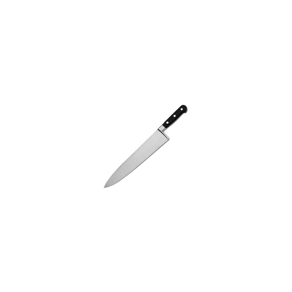 Нож «Шеф»; сталь нерж., пластик; L=30см; черный, металлич.