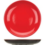 Тарелка плоская б/полей «Кармин»; керамика; D=25см; красный, черный
