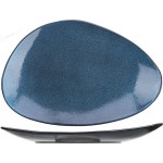 Тарелка «Млечный путь голубой»; фарфор; H=45, L=370, B=250мм; голуб., черный