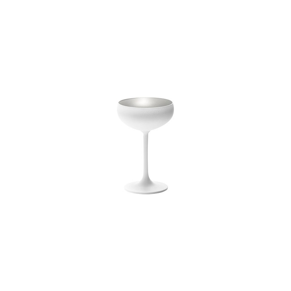 Шампанское-блюдце «Олимпик»; хр.стекло; 230мл; D=95, H=147мм; белый, серебрян.