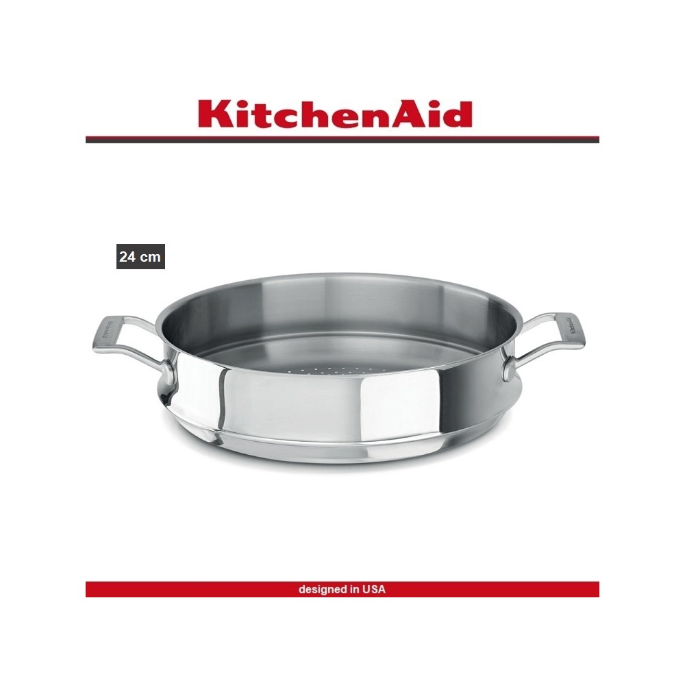 Вставка-пароварка 3 Ply Steel для посуды, диаметром 24 см, сталь 18/10, KitchenAid 