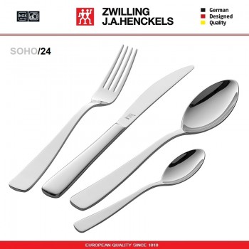 Набор столовых приборов Soho, 24 предмета на 6 персон, нержавеющая сталь 18/10, Zwilling