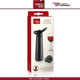 Аксессуары для вина: вакуумный насос Concerto черный, 4 вакуумные пробки, Vacu Vin