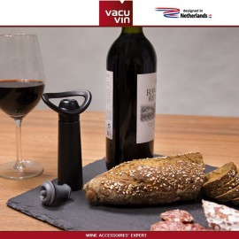 Аксессуары для вина: вакуумный насос Concerto черный, 4 вакуумные пробки, Vacu Vin