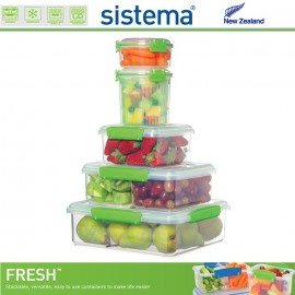 Набор контейнеров, FRESH зеленый, 3 по 400 мл, эко-пластик пищевой, SISTEMA