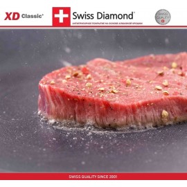 Антипригарная сковорода XD 6424c с крышкой, D 24 см, алмазное покрытие XD Classic, Swiss Diamond