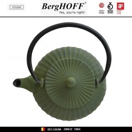 Заварочный чайник STUDIO чугунный с ситечком, 1.3 л, цвет темно-зеленый, BergHOFF